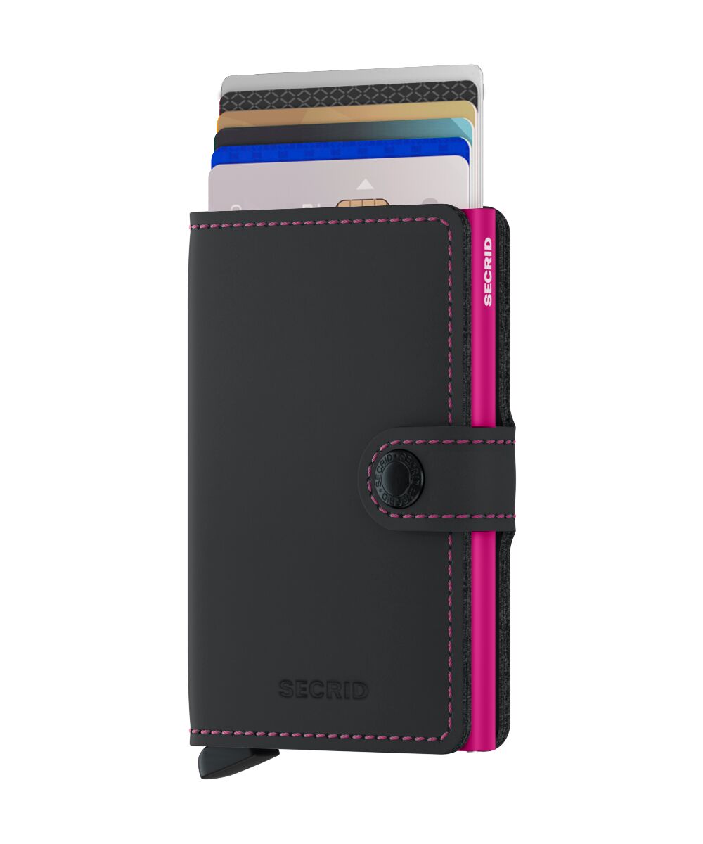 Secrid Miniwallet - Matte Black/Fuchsia