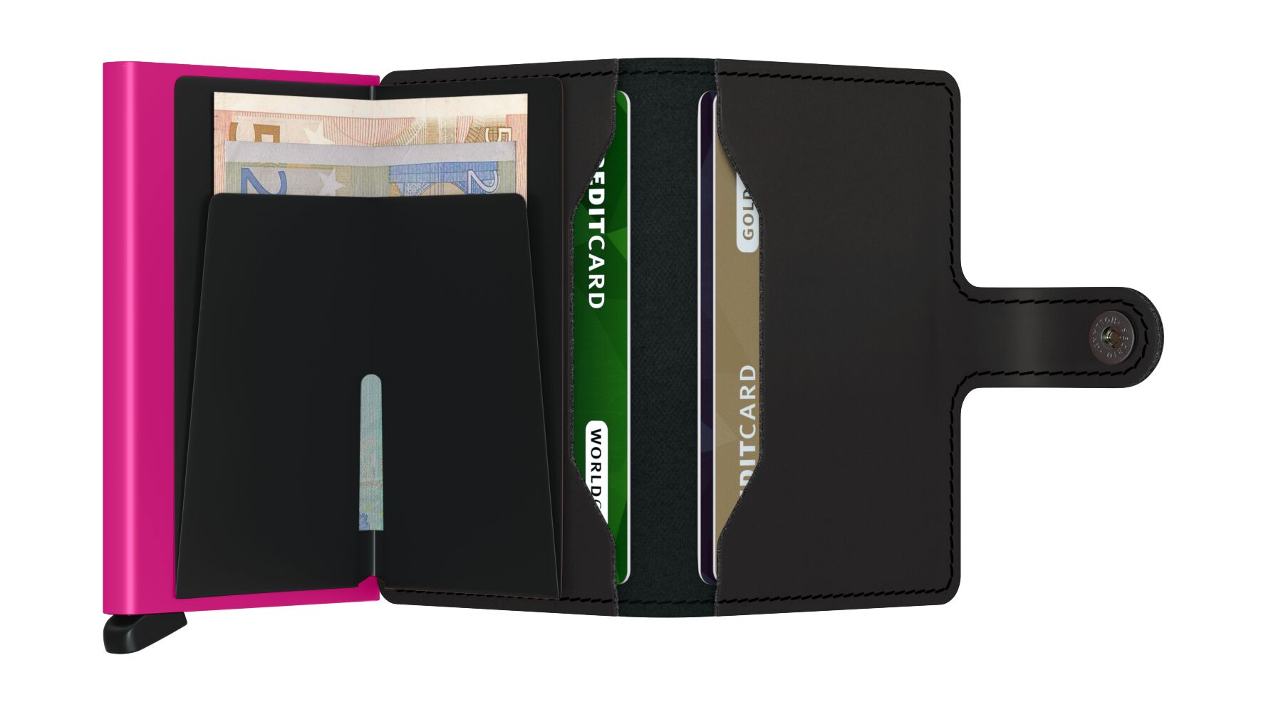 Secrid Miniwallet - Matte Black/Fuchsia